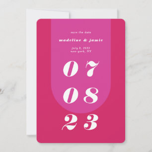 Modernes, minimales, fett rosa Retro Arch Fett Dat Save The Date