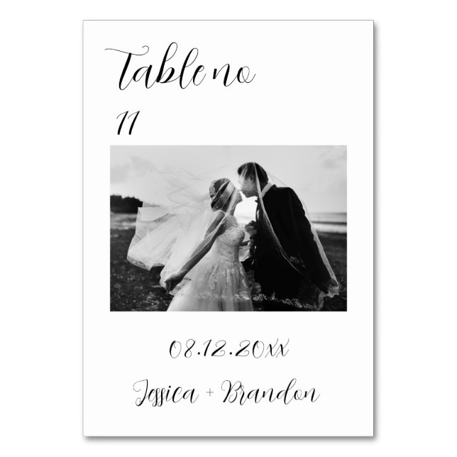 Modernes Minimales Foto Elegante Tischnummer Karte (Vorderseite)