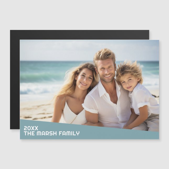 Modernes Minimales Foto mit Diagonal-Farbblock Magnetkarte (Vorne/Hinten)