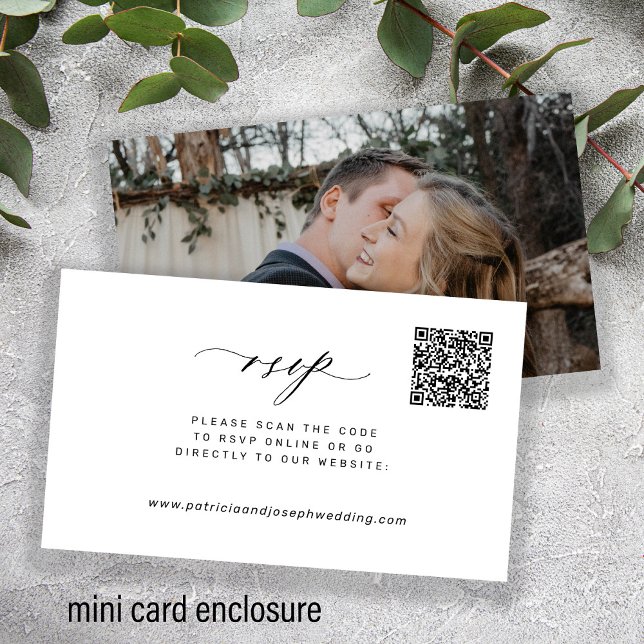 Modernes minimales Foto QR Code Hochzeit RSVP Begleitkarte (Von Creator hochgeladen)