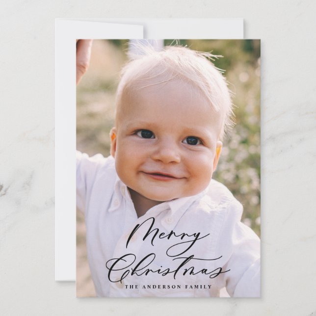 Modernes, minimales Foto Weihnachtsgeschenk Feiertagskarte (Vorderseite)