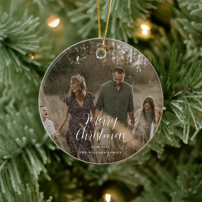 Modernes, minimales Foto Weihnachtsgeschenk Keramik Ornament (Baum)