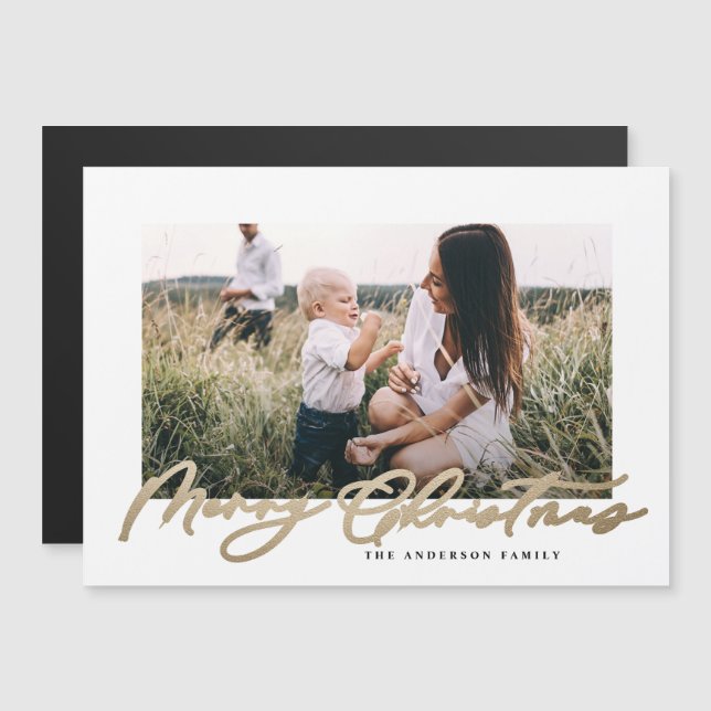 Modernes, minimales Foto Weihnachtsgeschenk Magnetkarte (Vorne/Hinten)