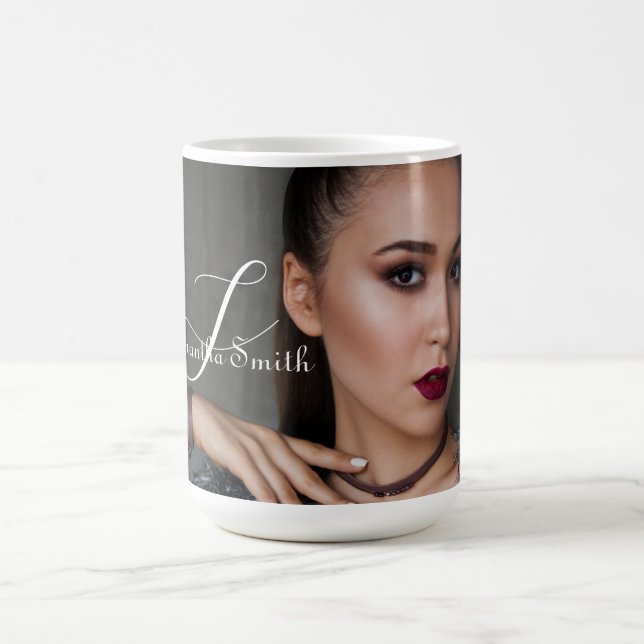 Modernes Minimales Full Foto Script Monogram Kaffeetasse (Mittel)