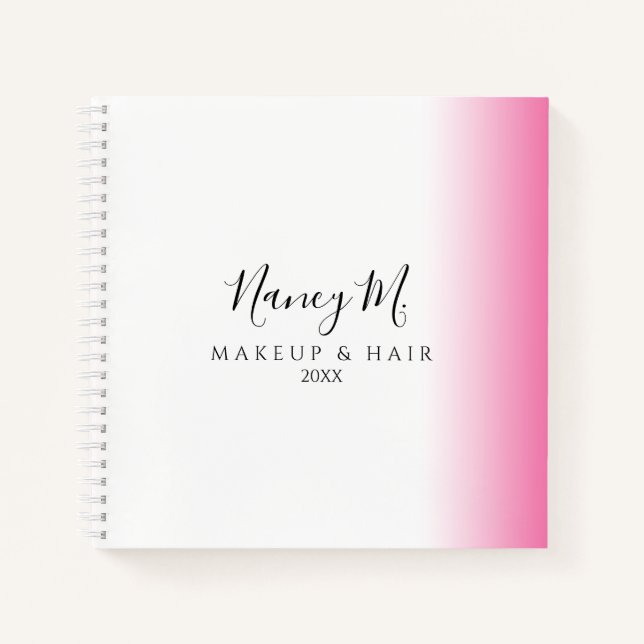 Modernes minimales Gefälle rosa weiße Make-up & Ha Notizbuch (Vorderseite)