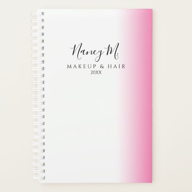 Modernes minimales Gefälle rosa weiße Make-up & Ha Planer (Vorderseite)