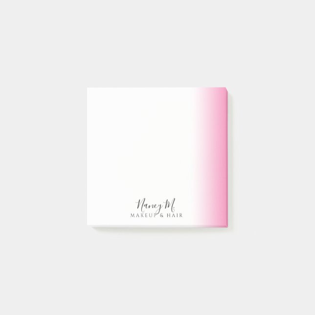 Modernes minimales Gefälle rosa weiße Make-up & Ha Post-it Klebezettel (Vorderseite)