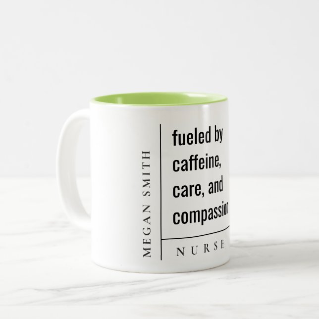 Modernes, minimales Geschenk für Krankenpfleger Zweifarbige Tasse (Vorderseite Links)