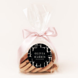 Modernes, minimales grafisches Schwarzweiß-Party Runder Aufkleber