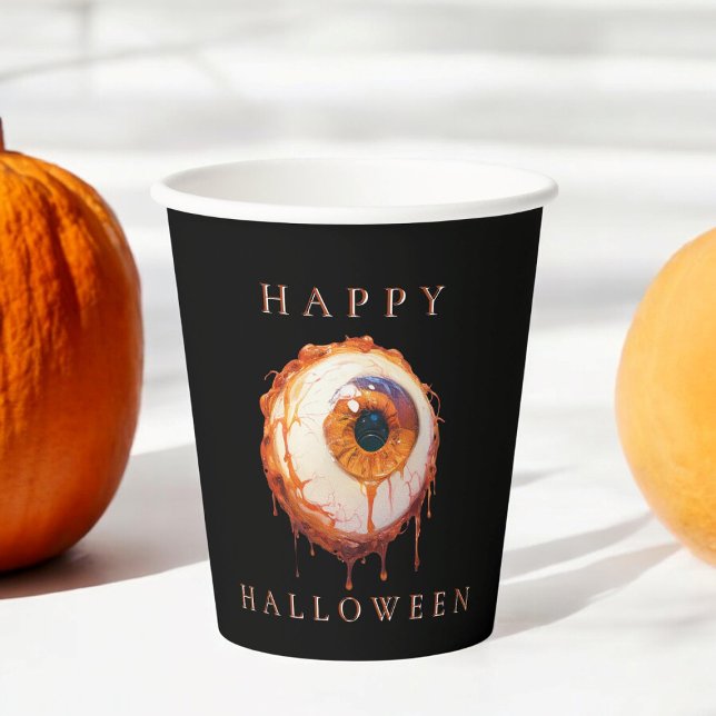 modernes minimales Halloween-Party Pappbecher (fun modern spooky eye halloween party paper cups )