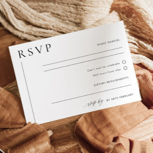 Modernes Minimales Hochzeitsszenario RSVP Postcard