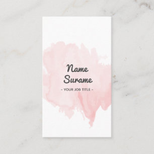 Modernes minimales lt Pink Blush Watercolor Visitenkarte