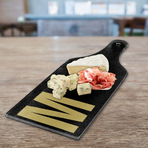 Modernes, minimales Monogramm Schwarzes Gold Schneidebrett
