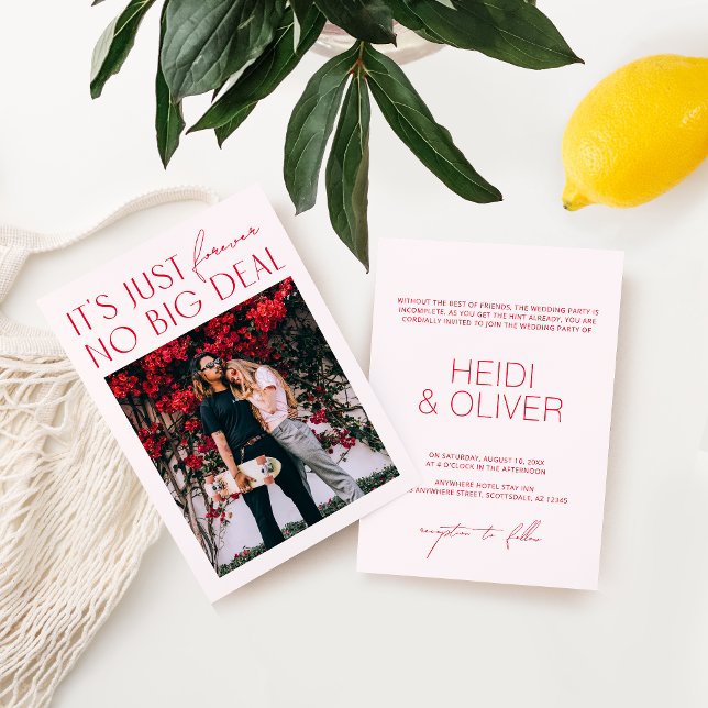 Modernes, minimales Rosa-Foto Einladung (Von Creator hochgeladen)