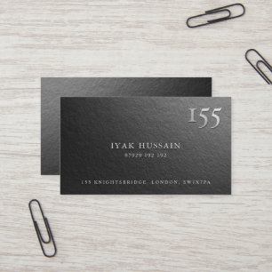 Modernes, minimales Schwarz-Silber-Logo Visitenkarte