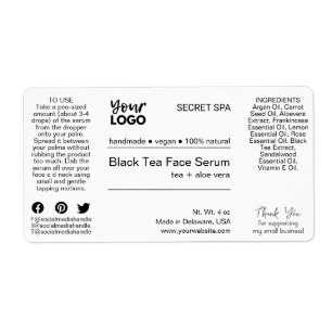 Modernes, minimales Schwarz-Weiß-Face-Serum-Produk
