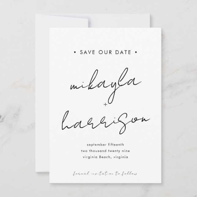 Modernes Minimales Script-Foto Save the Date (Vorderseite)