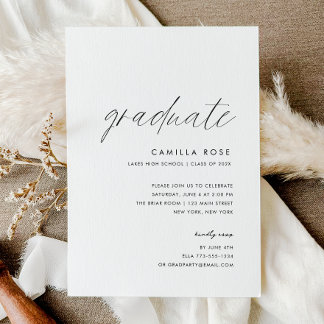 Modernes Minimales Script Graduate Party Einladung