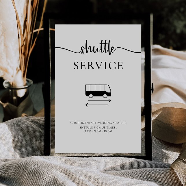 Modernes, minimales Script-Shuttle-Service Hochzei Poster (Von Creator hochgeladen)