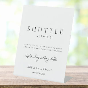 Modernes, minimales Script-Shuttle-Service Hochzei Sockelschild