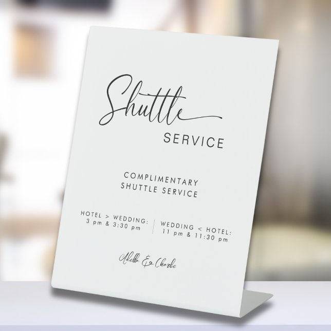 Modernes, minimales Script-Shuttle-Service Hochzei Sockelschild (Von Creator hochgeladen)