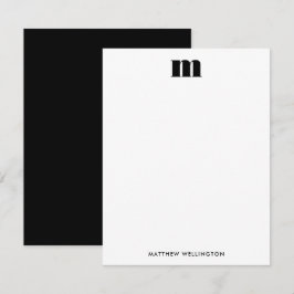 Modernes, minimales Solid-Schwarz-weiß-Monogramm Mitteilungskarte