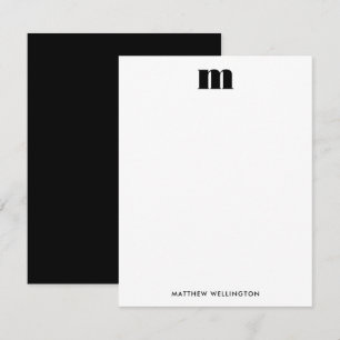 Modernes, minimales Solid-Schwarz-weiß-Monogramm Mitteilungskarte