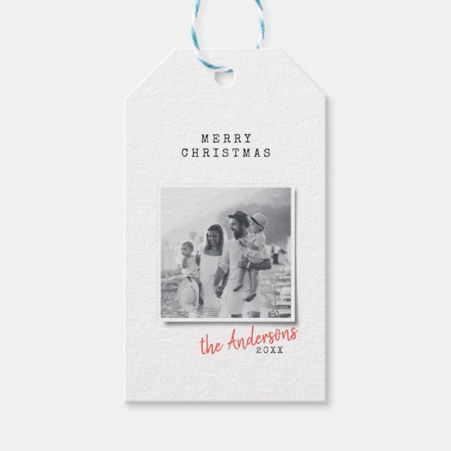 Modernes, minimales Weihnachts-Vintag-Indie-Foto Geschenkanhänger (Vorderseite)