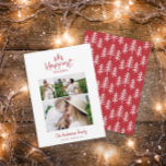 Modernes, minimales Weihnachtsrustikal-Foto Feiertagskarte<br><div class="desc">Moderne minimale Weihnachten rustikale stilvolle Multi-Foto-Urlaubskarte. Mit modernem handgezeichneten Text und Bäumen. Die Hintergrundfarbe kann angepasst werden.</div>