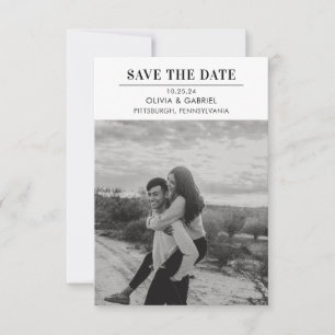 Modernes minimalist schwarzes weißes Foto Save the Date