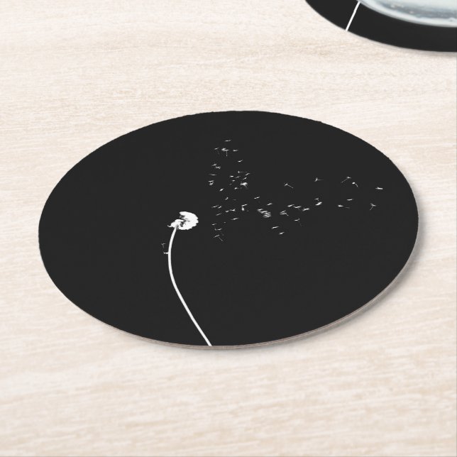 Modernes Minimalistic schwarze u. weiße Runder Pappuntersetzer (Angewinkelt)