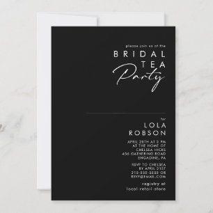 Modernes Minimalistisch   Black Bridal Tee Party Einladung
