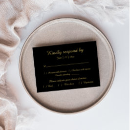 Modernes Minimalistisch | Black Gold Response Card RSVP Karte
