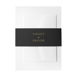 Modernes Minimalistisch | Black Gold Wedding Einladungsbanderole