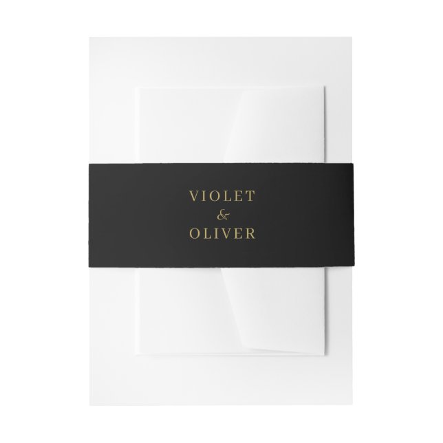 Modernes Minimalistisch | Black Gold Wedding Einladungsbanderole (Vorderseite Beispiel)