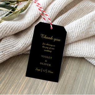 Modernes Minimalistisch Black Gold Wedding Geschenkanhänger