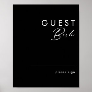 Modernes Minimalistisch   Black Guest Book Sign Poster
