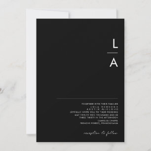 Modernes Minimalistisch   Black Monogram Wedding Einladung