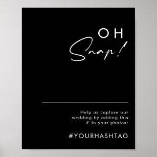 Modernes Minimalistisch   Black Oh Snap Wedding Ha Poster