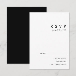Modernes Minimalistisch Black RSVP Card Karte