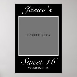 Modernes Minimalistisch Black Sweet 16 Foto Prop Poster