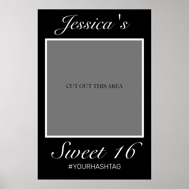 Modernes Minimalistisch Black Sweet 16 Foto Prop Poster (Vorne)