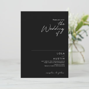 Modernes Minimalistisch   Black the Wedding of Einladung