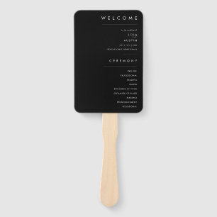 Modernes Minimalistisch Black Wedding Program Fächer