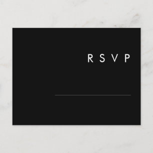 Modernes Minimalistisch   Black Wedding RSVP Postc Postkarte