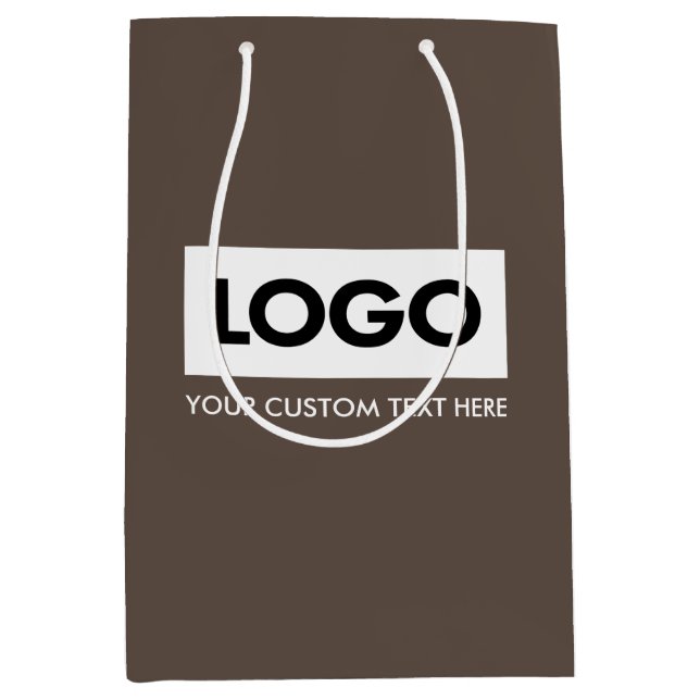 Modernes Minimalistisch-Brown-Business-Logo Mittlere Geschenktüte (Vorderseite)