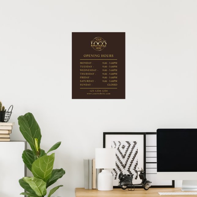 Modernes Minimalistisch Brown | Geschäftsöffnungsz Poster (Heimbüro)
