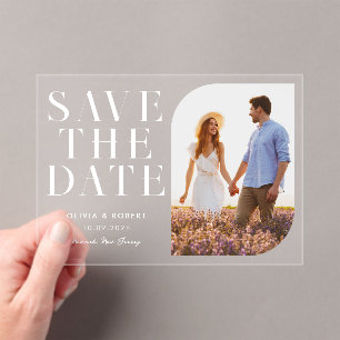 Modernes Minimalistisch-Chic-Foto-Hochzeit retten  Acryleinladungen