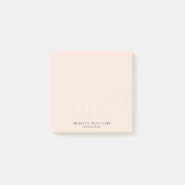 Modernes Minimalistisch Chic Monogram, hellrosa Post-it Klebezettel