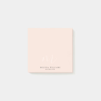 Modernes Minimalistisch Chic Monogram, hellrosa Post-it Klebezettel
